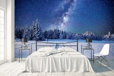 3D Schnee Wald Sternenhimmel