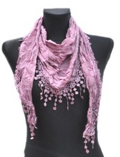 Cotton Uni Dreieckstuch Halstuch Tuch Schal Stola Fransen Spitze Faltens​chal 