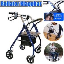 Leichtgewicht Rollator faltbar mit Sitz Griff Tasche Schmal für Senioren Wohnung