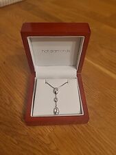 Sterling Silver 925 Necklace BOX CHAIN & HOT DIAMONDS PENDANT Gift for Her