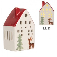Led lichterhaus keramik - lichterhaus, weiß