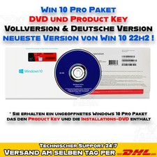 Microsoft Windows 10 Pro DVD KEY 64Bit Deutsch 22H2 (Neueste Version) NEU