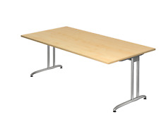 Hammerbacher Serie-B Schreibtisch - 200x100 cm - Ahorn / Silber RAL 9006