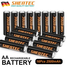 16x 2500mAh 1.2V 2.5Ah Ni-MH AA Accu Rechargeable Mignon Wiederaufladbare Akku 