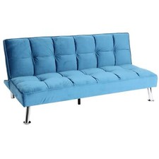 B-Ware Sofa MCW-K21, Nosagfederung Schlafsofa Liegefläche 181x107cm, Samt, blau