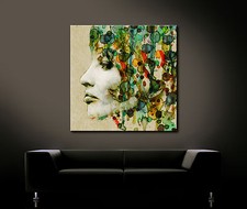 EVE Leinwand Bild Beige Grün