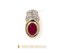 Anhänger / Kettenanhänger 333 Gelbgold / Weißgold mit Rubin und Diamanten