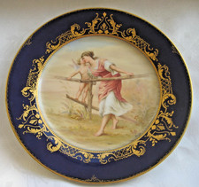 Royal Wien Porzellan Teller 19. Jh Handbemalt, Kobalt & Gold Signiert Berg 20cm