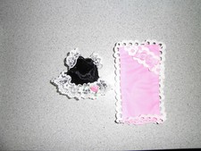 Barbie Shelly Kleid schwarzer Samt  und Spitze+ Bettdecke pink mit Schleife 90er