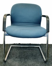 Freischwinger Wilkhahn, türkise Polsterung, Chromgestell, schwa, gebrauchte Büro