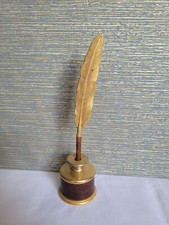 Arte medici Feder Kugelschreiber vergoldet Leder Handarbeit