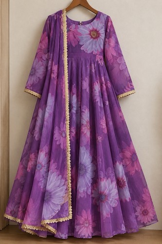 Purple anarkali dress indian - purple,