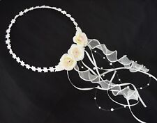 Kopfschmuck ivory Haarreif zum Kommunionkleid Haarkranz Haarschmuck Kleid neu