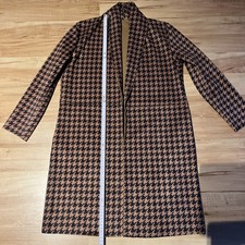 Mantel Größe 38 Braun-schwarz Hahnentritt Muster Wildleder Optik Neu