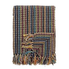 Bloomingville Decke LAZZARIO Bunt Gemustert 160x130 cm Wolldecke Plaid