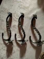 3 Kleiderhaken Schmiedeeisen groß schwarz 