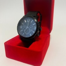 ✅ NEUE BATTERIE ✅ Fossil BQ1711 Schwarz Leder Chronograph Uhr Quarz Gebraucht