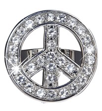 Hippie 60er Jahre 70er Jahre Strass Ring Peace & Love Mottoparty