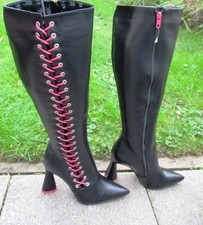 Seltene Kniehoch La Moda Punk High heels Stiefel mit schönem Design Gr.39