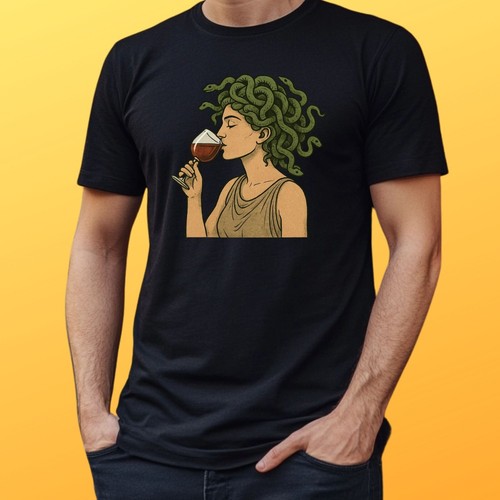 Shirt medusa trinkt wein - medusa, –