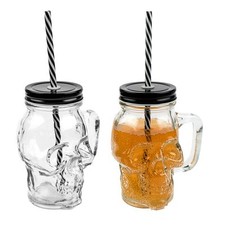 2x 3D Totenkopf Glas Trinkglas