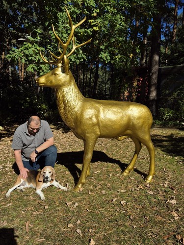 Hirsch xxl lebensgroß gold - xxl,