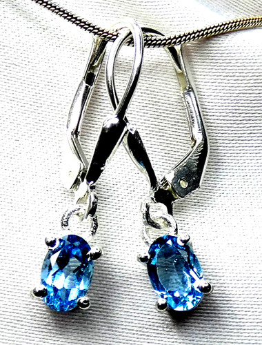 Blautopas ohrhänger 925 - 💎,