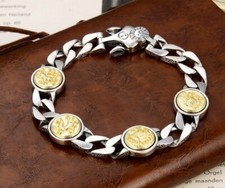 B32 Armband Feng Shui 4 Tiere Tiger Drache Phönix Schildkröte Silber 925