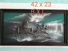 Wandbilder modern leder 42x23cm schwarz petrol