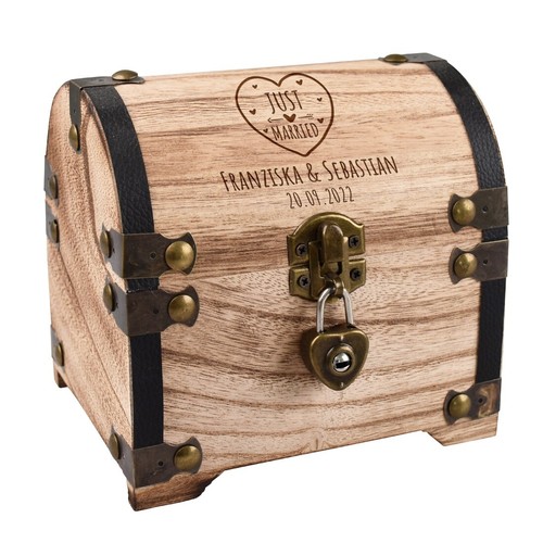 Holz schatztruhe mit gravur - mit,