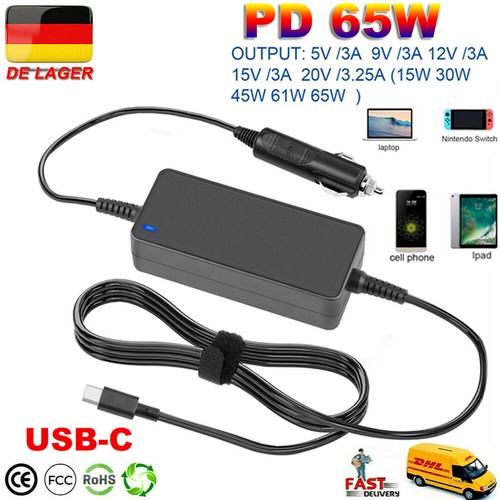 65w usb laptop auto - pd, usb-c
