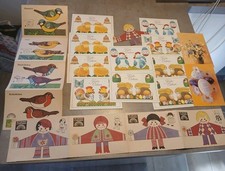 DDR Bastelvorlagen und AK Ostern Motiv Vögel, Schafe, Kinder