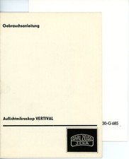 ZEISS Bedienungsanleitung AUFLICHTMIKROSKOP VERTIVAL Mikroskop User Manual Y4400