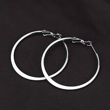 Runde Edelstahl Creolen, Schlichte Große Ohrringe 30 - 70 mm, XXL, Damen Herren