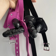 Silikon Offener Mundknebel mit Plug Bondage Sklave Kopfgeschirr Rollenspiel BDSM