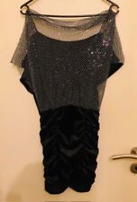 Kleid Abendkleid Partykleid EU/S schwarz Samt/gerafft Minikleid Glitzersteine