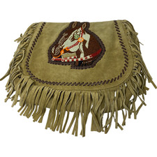 Leder Fransentasche Perlen