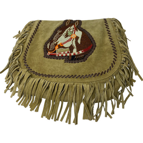 Leder fransentasche perlen - leder,