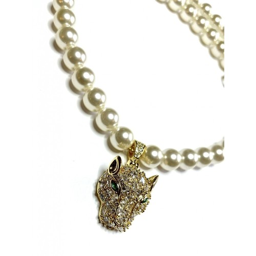 Perlenschmuck mit pantherkopf - mit,