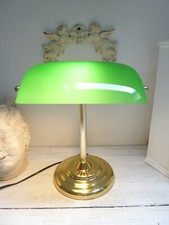   Tischlampe Bürolampe Banker grüner Schirm Messing Art Deco Optik 