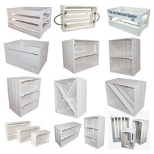 Dekokisten aus Holz Holzkiste Regalkiste Weinkiste Allzweckkiste Truhe weiß