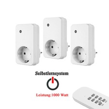selbstlernende Funksteckdosen 1000 Watt 4 teiliges Set 3 Stück Funk Schalter 