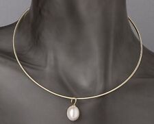 Schmuck Set: Omegareif Anhänger Silber 925 goldplattiert MK-Perle 12x15mm X80