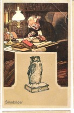 Hoyer - älteres Kaufmannsbild - Sinnbild - Eule / Weisheit - gem. Abbildung