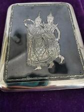 Siam Silber & Niello Zigarettenetui Etui Antik 106,8g Thai Tobacianna Tobac
