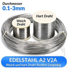 Edelstahldraht Ø0,1-3mm Bindedraht 1.4301 V2A Gartendraht 304 Basteldraht 1-200M