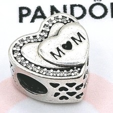 Pandora Charm "MOM Herz" 792070 Liebe Herz Zirkonia Mutter Mama Silber Original 