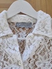 Bluse Spitzenbluse weiß Spitzenborte vintage original 80er 90er