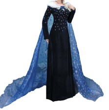 Elsa Frozen 2 Kostüm Nachtblau Kleid Eiskönigin Cosplay Kleid Umhang
