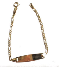 Gold 585 Goldarmband Baby Kinder Figaro Armband 14 Kt Figaroarmband & edles Etui